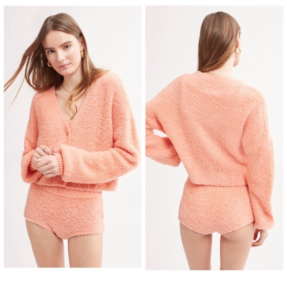 Le Ore || Bandier Orange sweater cardigan sz M